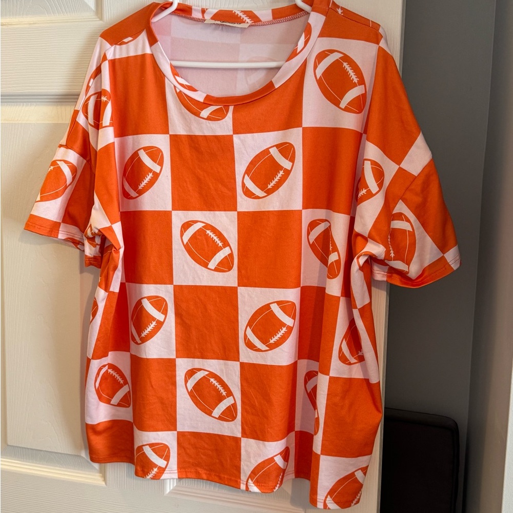 Haptics Orange and White Football Print Game Day Shirt